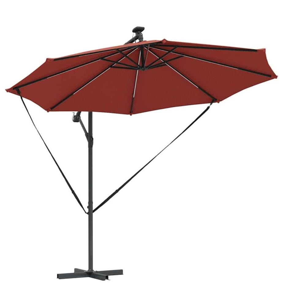 Sonnenschirm mit LED-Lichtleisten Terrakotta 294 x 294 x 248 cm