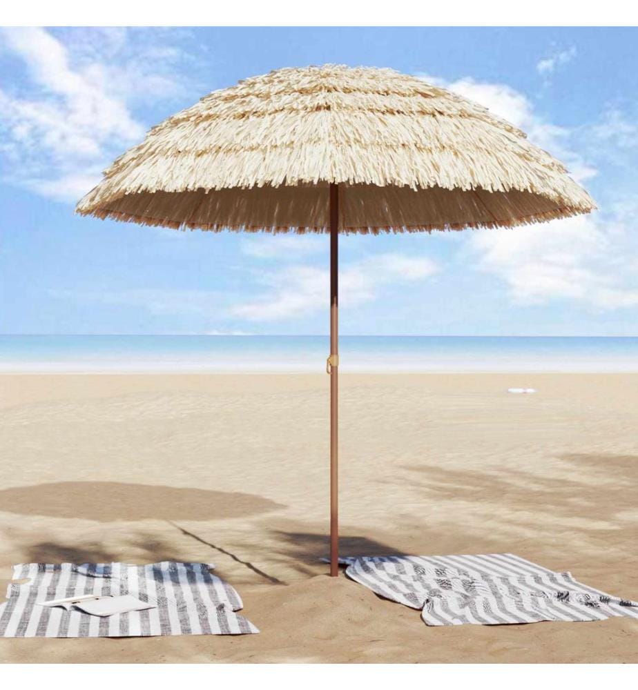 Strandparasol Natur 205 x 205 x 210 cm Polyester und Stahl