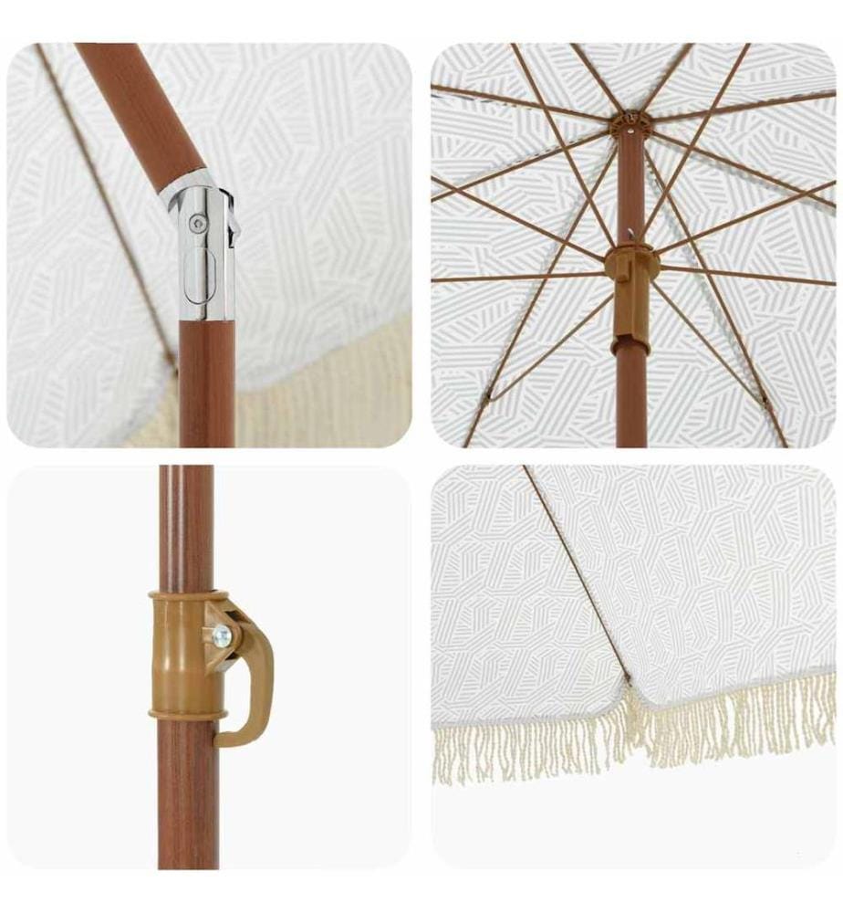 Strandparasol Grau und Weiss 160 x 160 x 196 cm