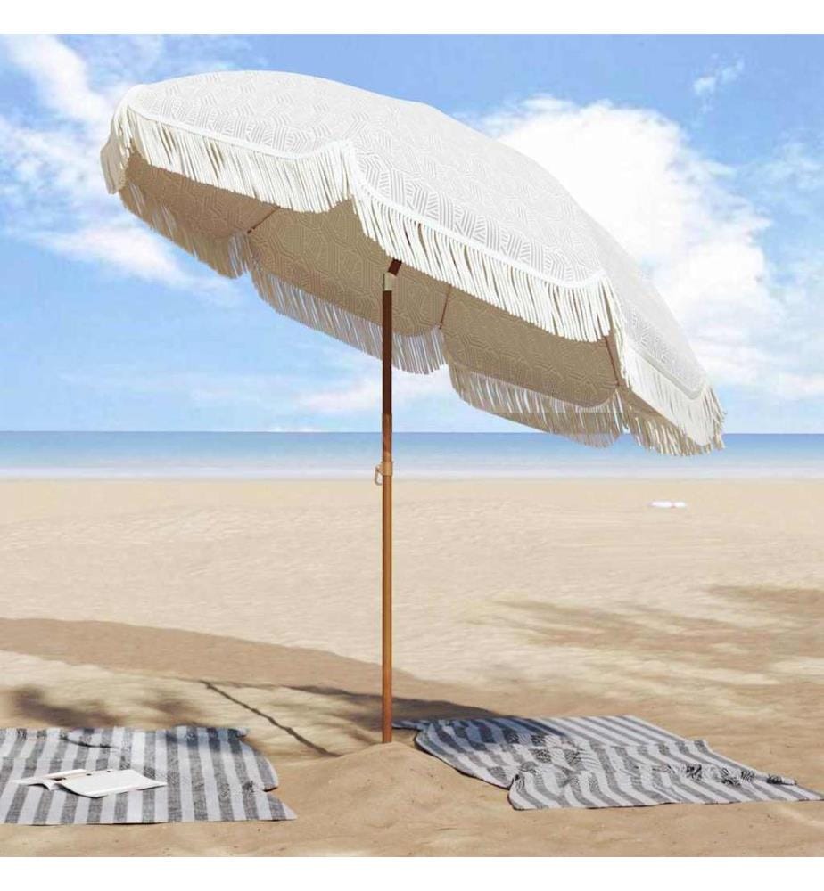 Strandparasol Grau und Weiss 205 x 205 x 210 cm