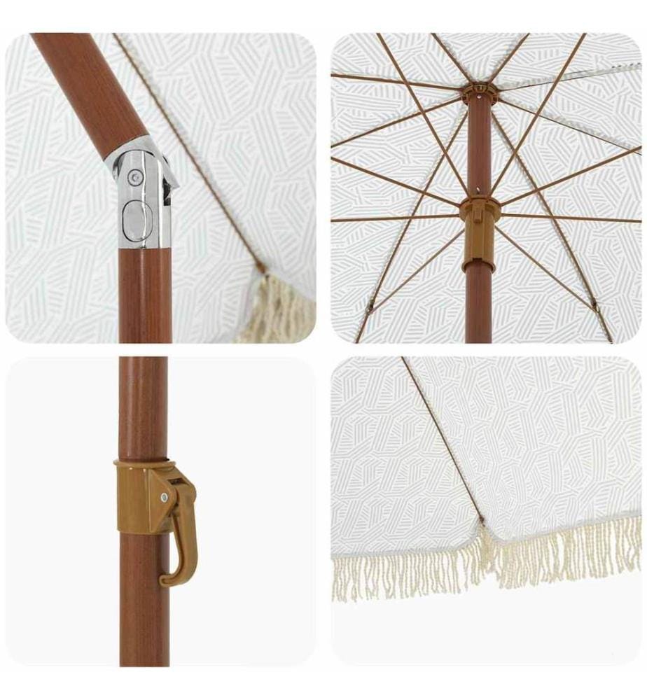 Strandparasol Grau und Weiss 205 x 205 x 210 cm