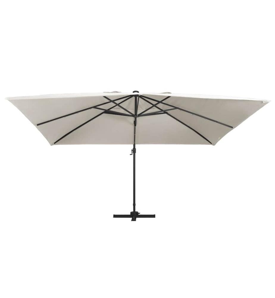 Ampelschirm mit LED-Beleuchtung Alu-Mast 400x300 cm Sandweiss
