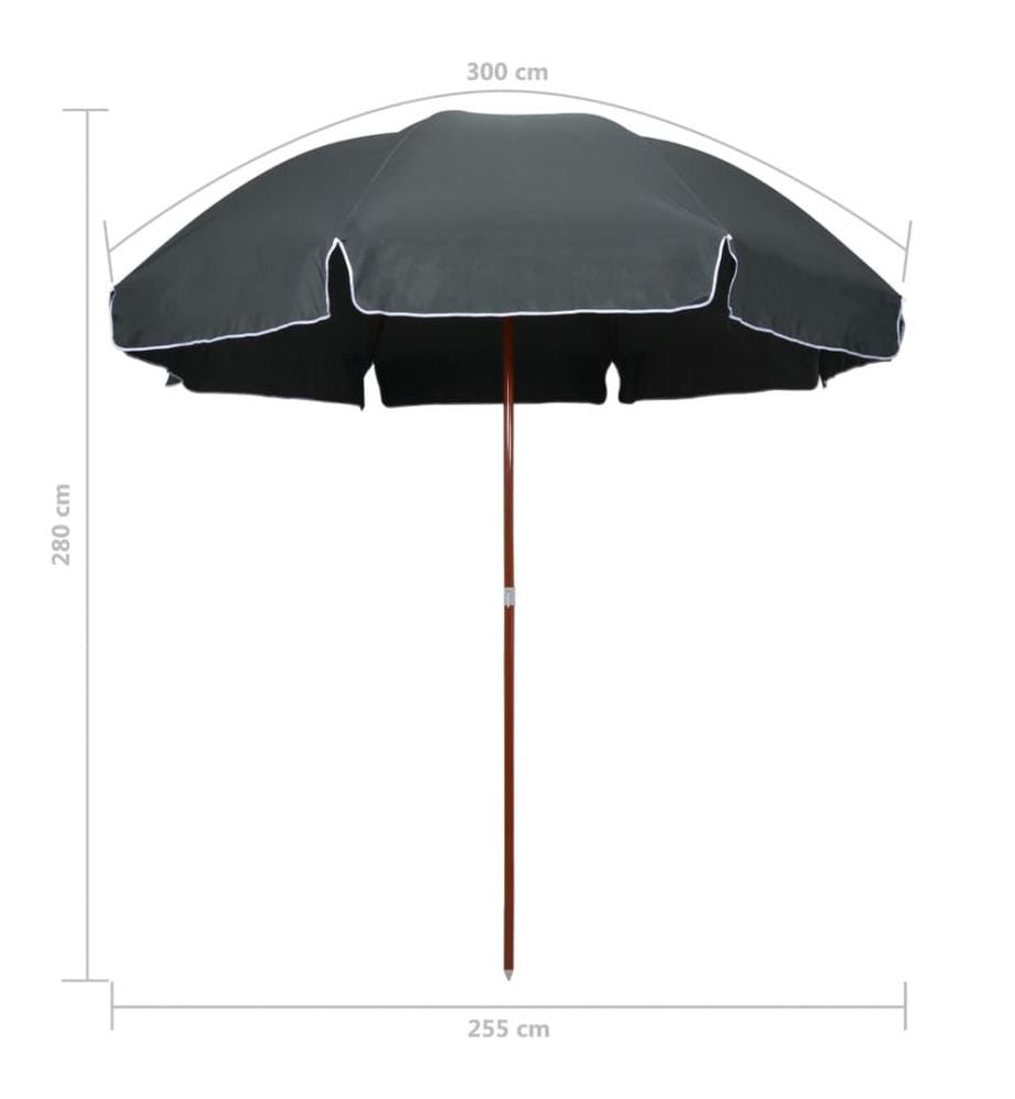 Sonnenschirm mit Stahl-Mast 300 cm Anthrazit
