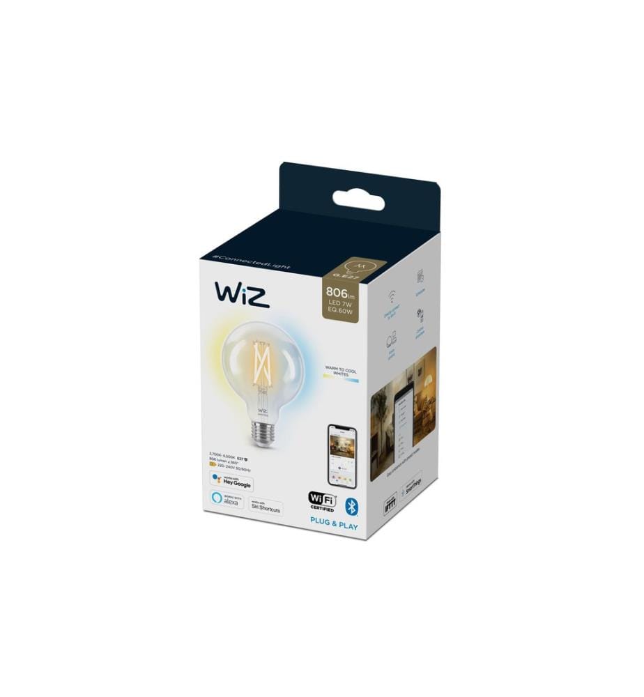 WIZ - 7W (60W) E27 Tunable White Globe Filament Clear