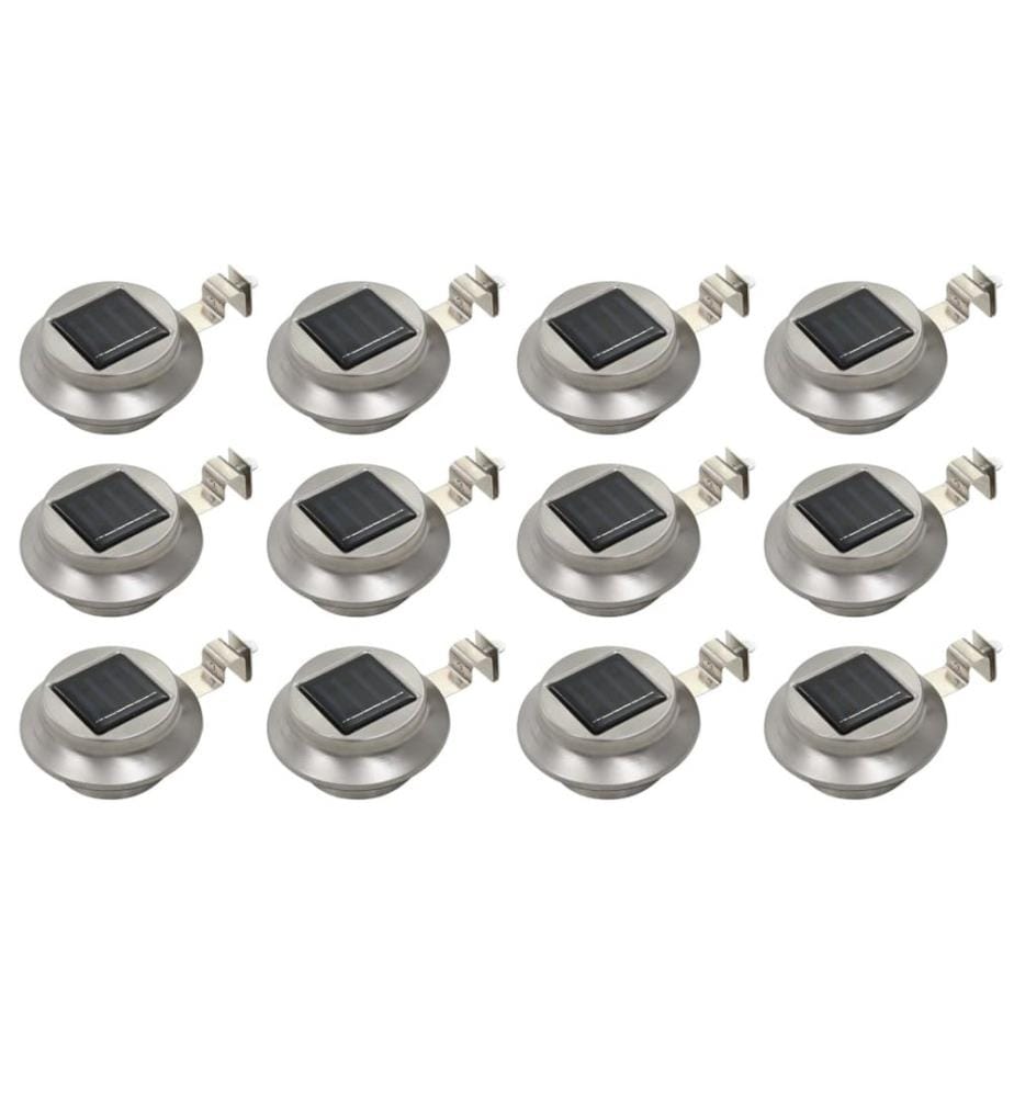 Solar-Aussenleuchten 12 Stk. LED Rund 12 cm Weiss