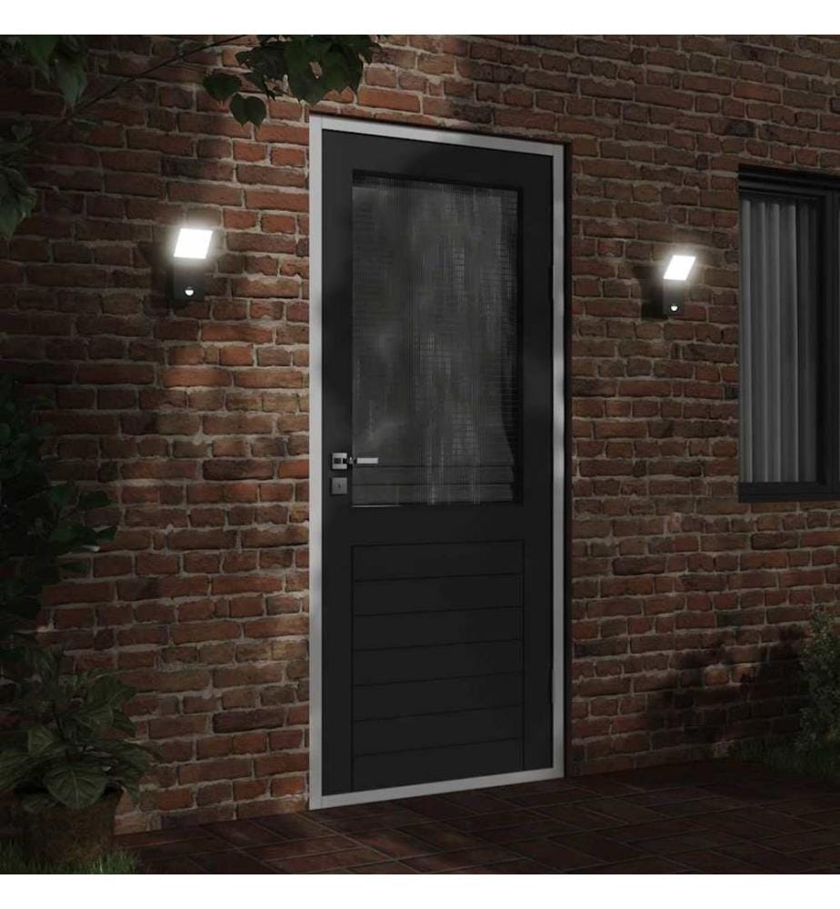 LED-Aussenwandleuchte mit Sensor Schwarz Aludruckguss