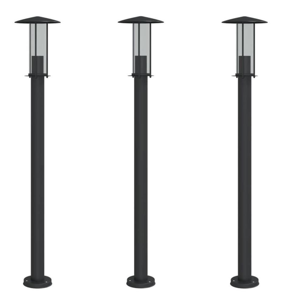 Wegeleuchten 3 Stk. Schwarz 100 cm Edelstahl