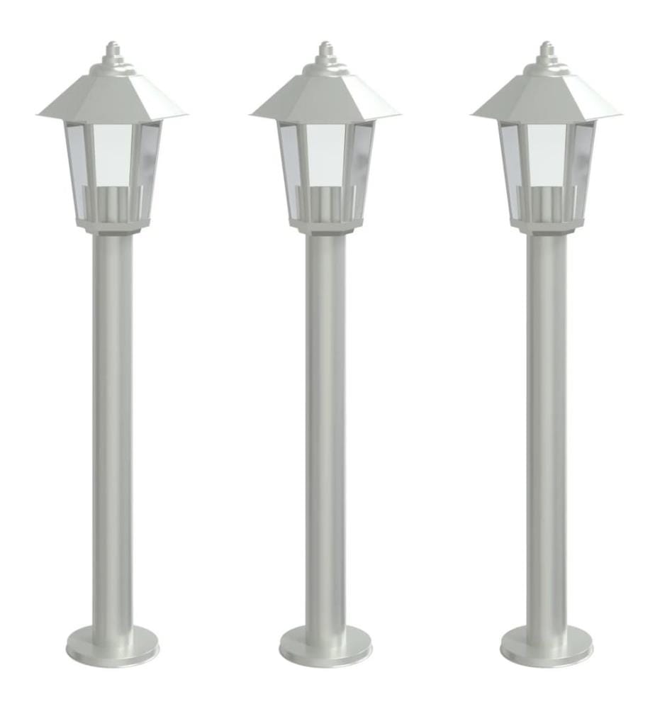 Wegeleuchten 3 Stk. Silbern 80 cm Edelstahl
