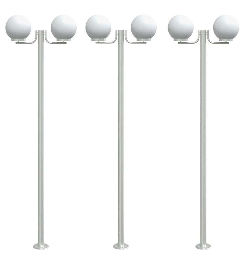 Wegeleuchten 3 Stk. Silbern 215 cm Edelstahl