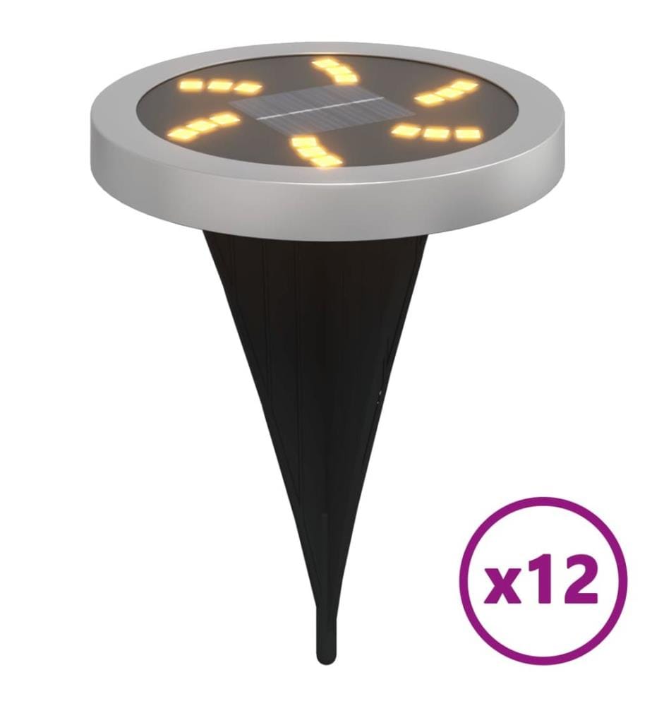 Solar-Bodenleuchten mit Erdspiess 12 Stk. Warmweiss