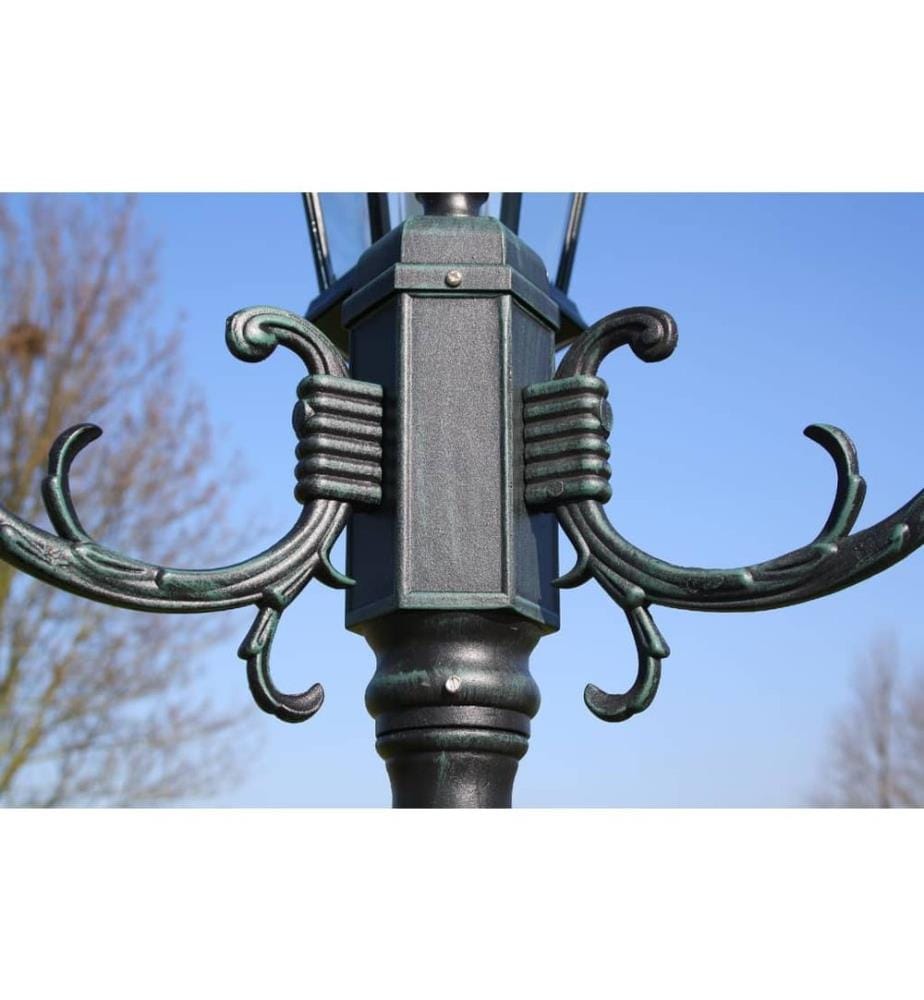 Gartenlaterne 2-flammig 230 cm Dunkelgrün/Schwarz Aluminium