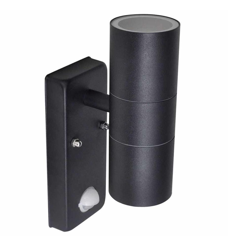 LED-Wandleuchte Edelstahl Zylinderform Schwarz mit Sensor