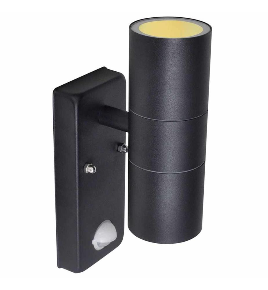 LED-Wandleuchte Edelstahl Zylinderform Schwarz mit Sensor