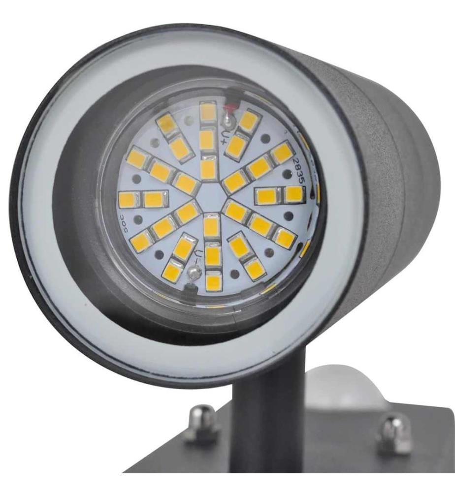 LED-Wandleuchte Edelstahl Zylinderform Schwarz mit Sensor