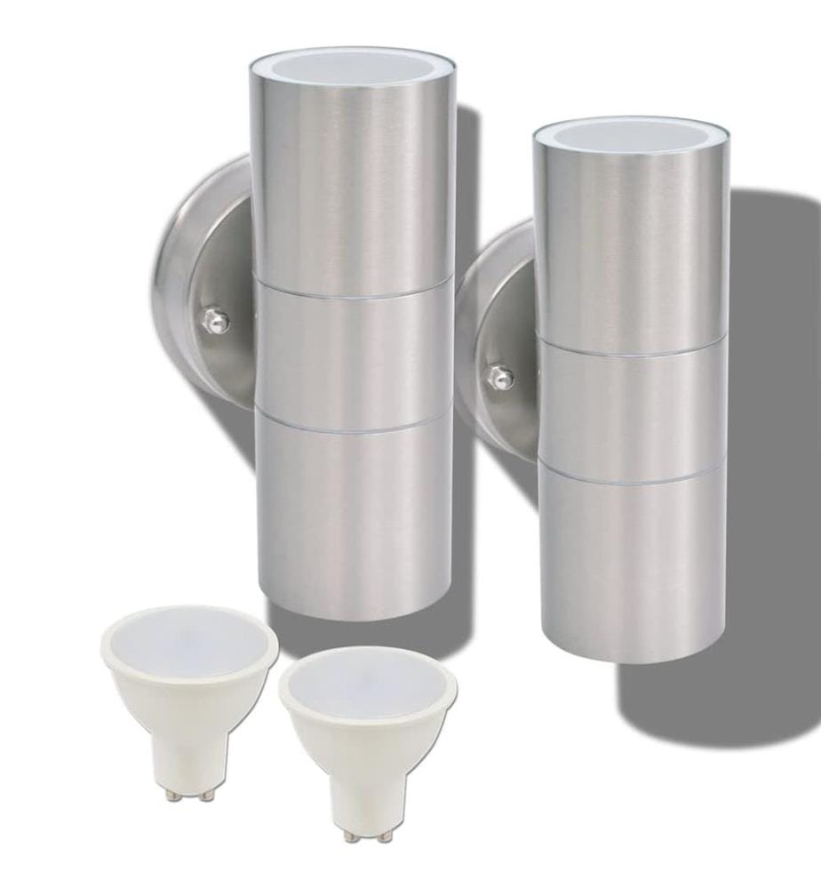 Applique murale LED d'extérieur 2 pcs Acier inoxydable haut bas