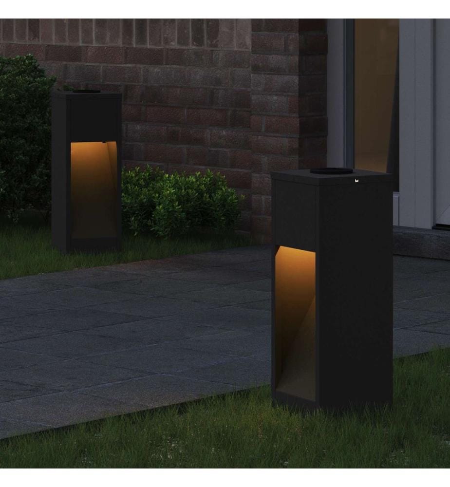 Solar LED Wegeleuchte 2 pcs Schwarz Kalt gewalzter Stahl