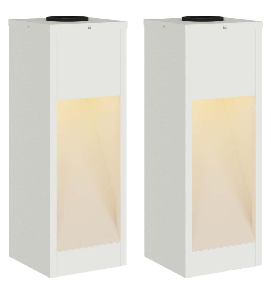 Solar LED Wegeleuchte 2 pcs Weiss Kalt gewalzter Stahl