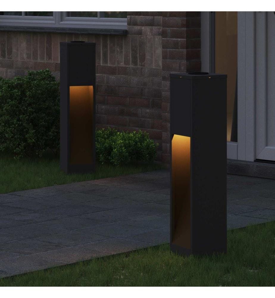 Solar LED Wegeleuchte 2 pcs Schwarz Kalt gewalzter Stahl