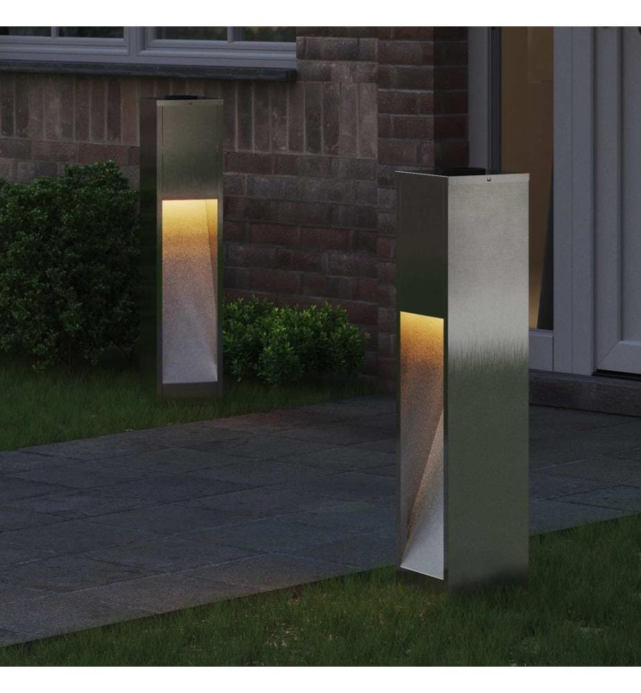 Solar LED Wegeleuchte 2 pcs Silber Edelstahl