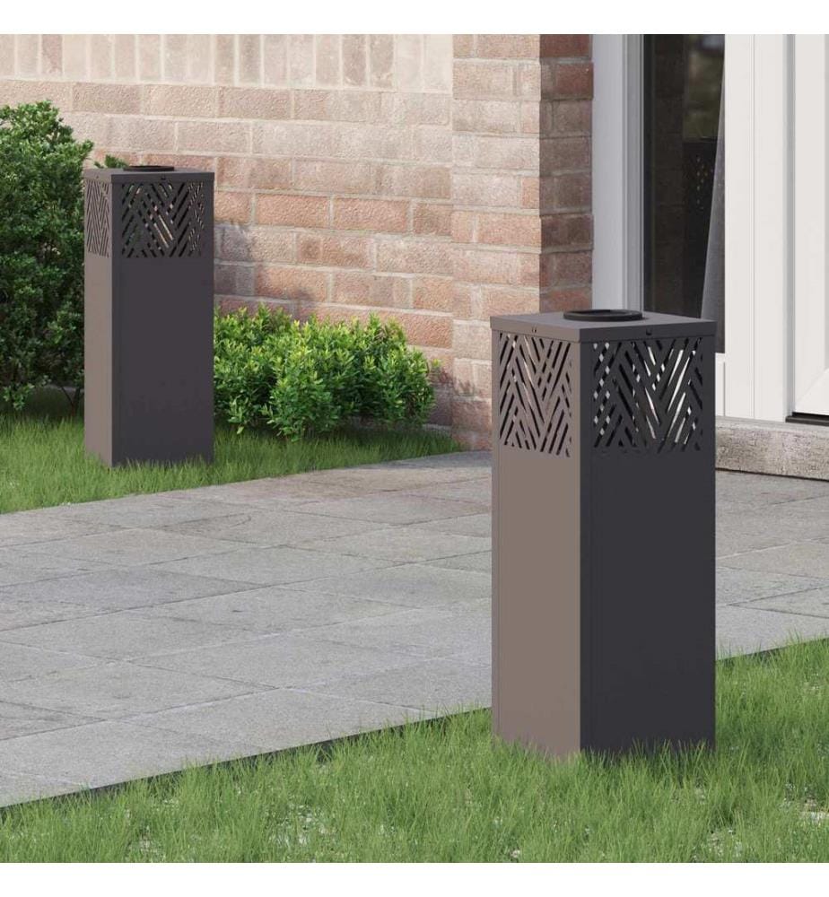 Solar LED Weg Licht 2 pcs Schwarz Kalt gewalzter Stahl