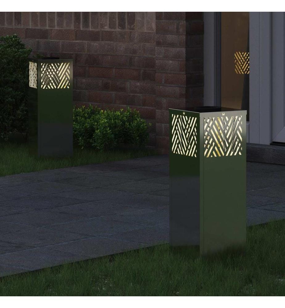 Solar LED Weg Licht 2 pcs Silber Galvanisiert