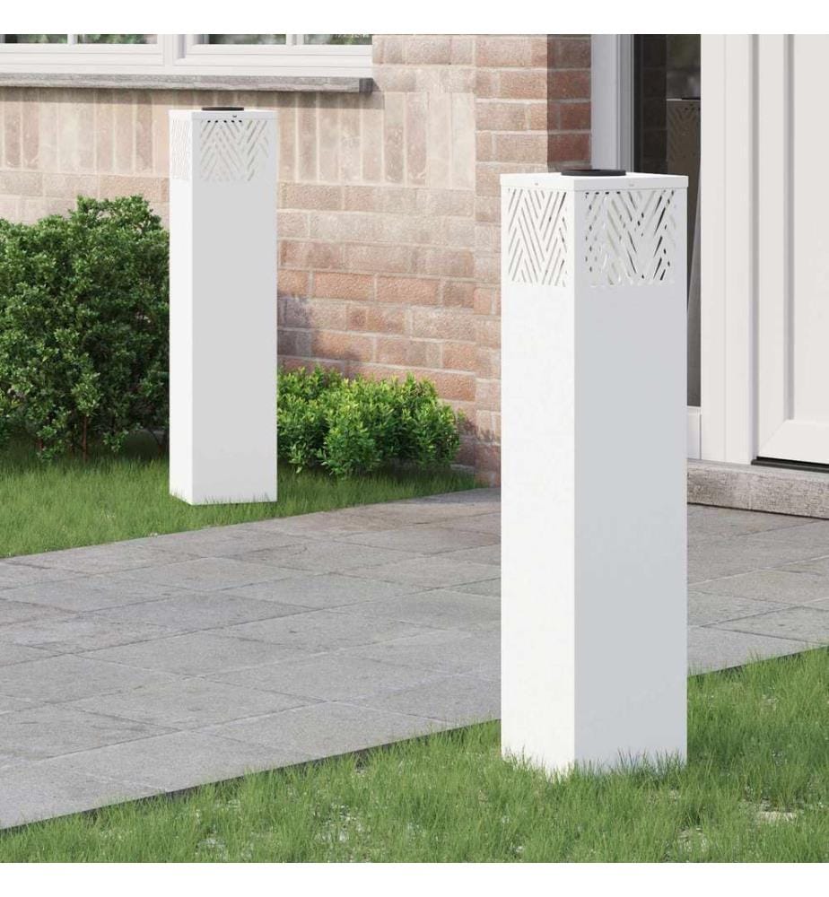 Solar LED Weg Licht 2 pcs Weiss Kalt gewalzter Stahl