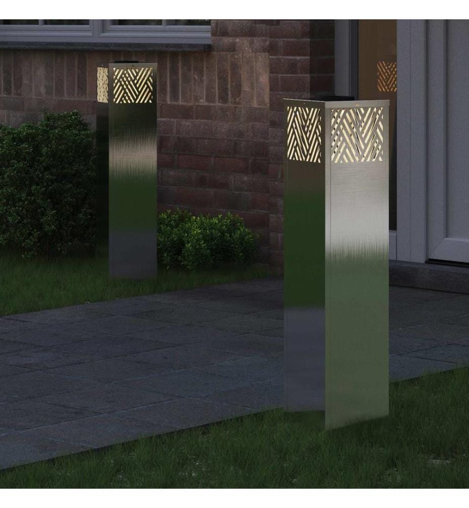 Solar LED Weg Licht 2 pcs Silber Edelstahl
