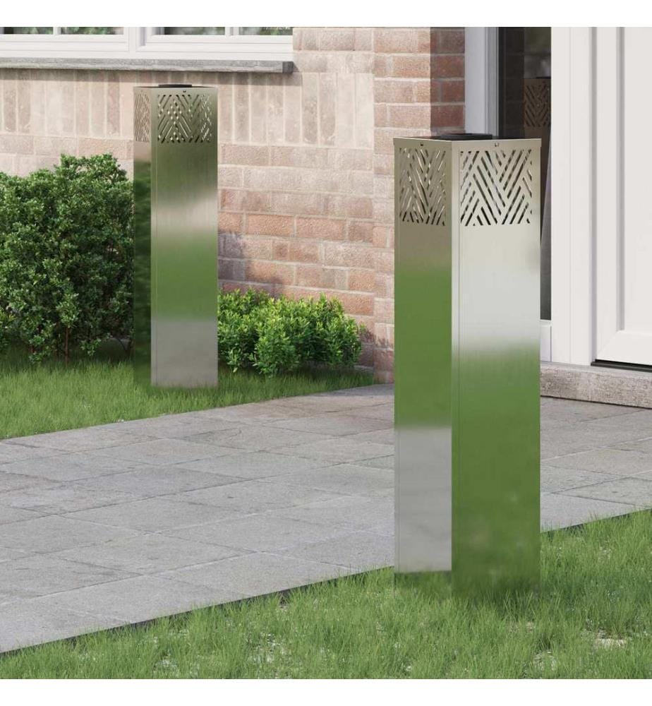 Solar LED Weg Licht 2 pcs Silber Galvanisiert