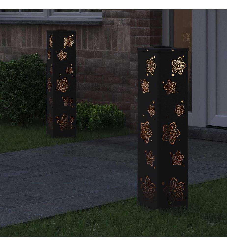 Solar LED Weg Licht 2 pcs Schwarz Kalt gewalzter Stahl