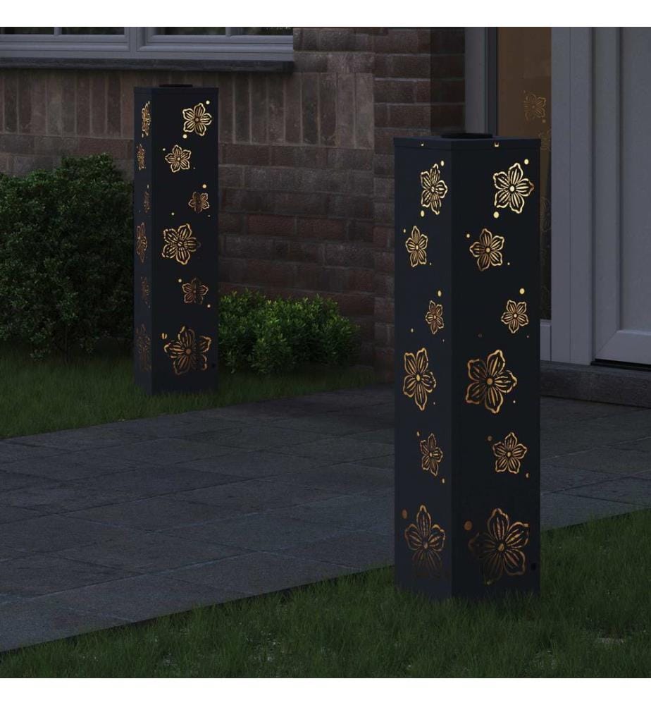 Solar LED Weg Licht 2 pcs Anthrazit Kalt gewalzter Stahl