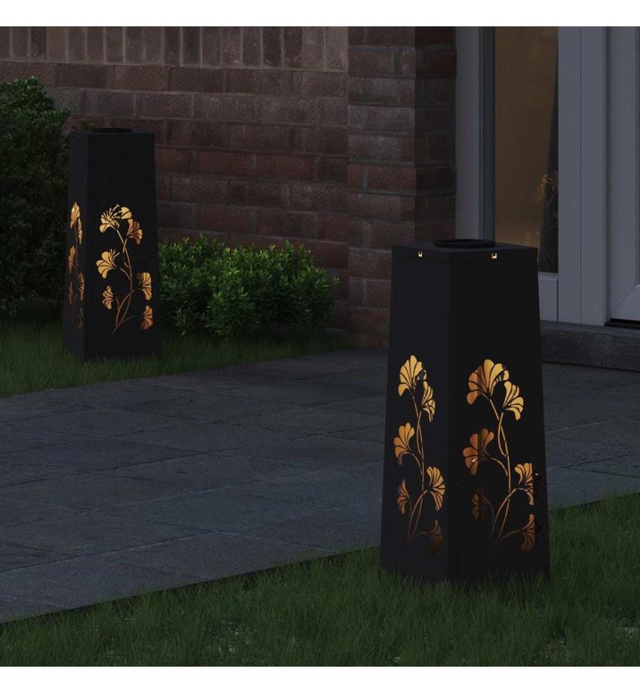Solar LED Weg Licht 2 pcs Schwarz Kalt gewalzter Stahl