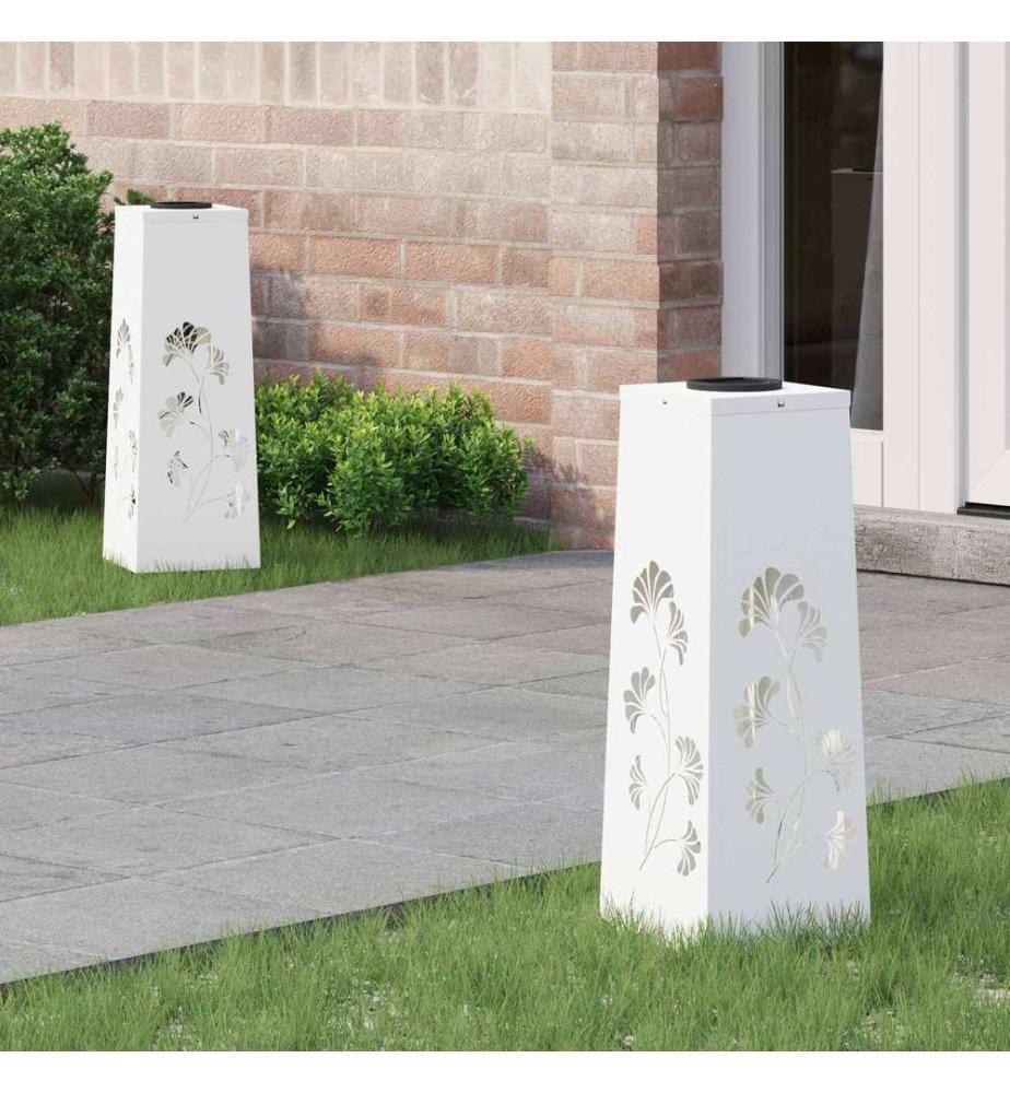Solar LED Weg Licht 2 pcs Weiss Kalt gewalzter Stahl
