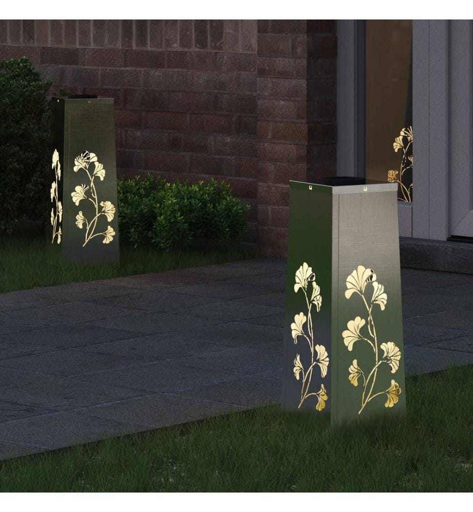 Solar LED Weg Licht 2 pcs Silber Edelstahl