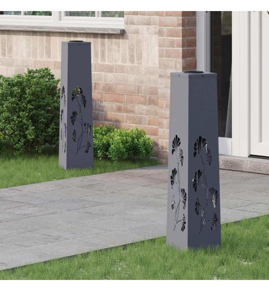 Solar LED Weg Licht 2 pcs Anthrazit Kalt gewalzter Stahl
