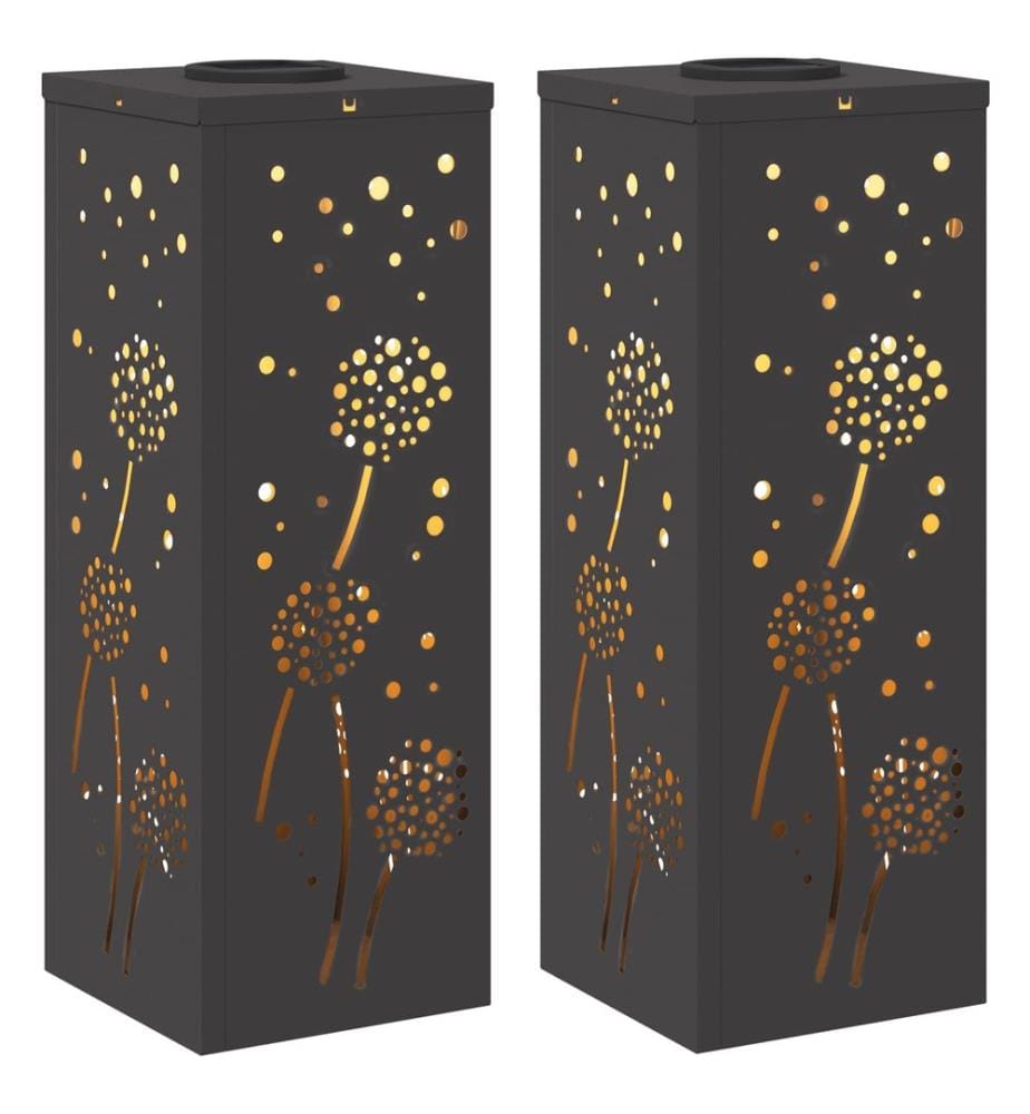 Solar LED Weg Licht 2 pcs Schwarz Kalt gewalzter Stahl
