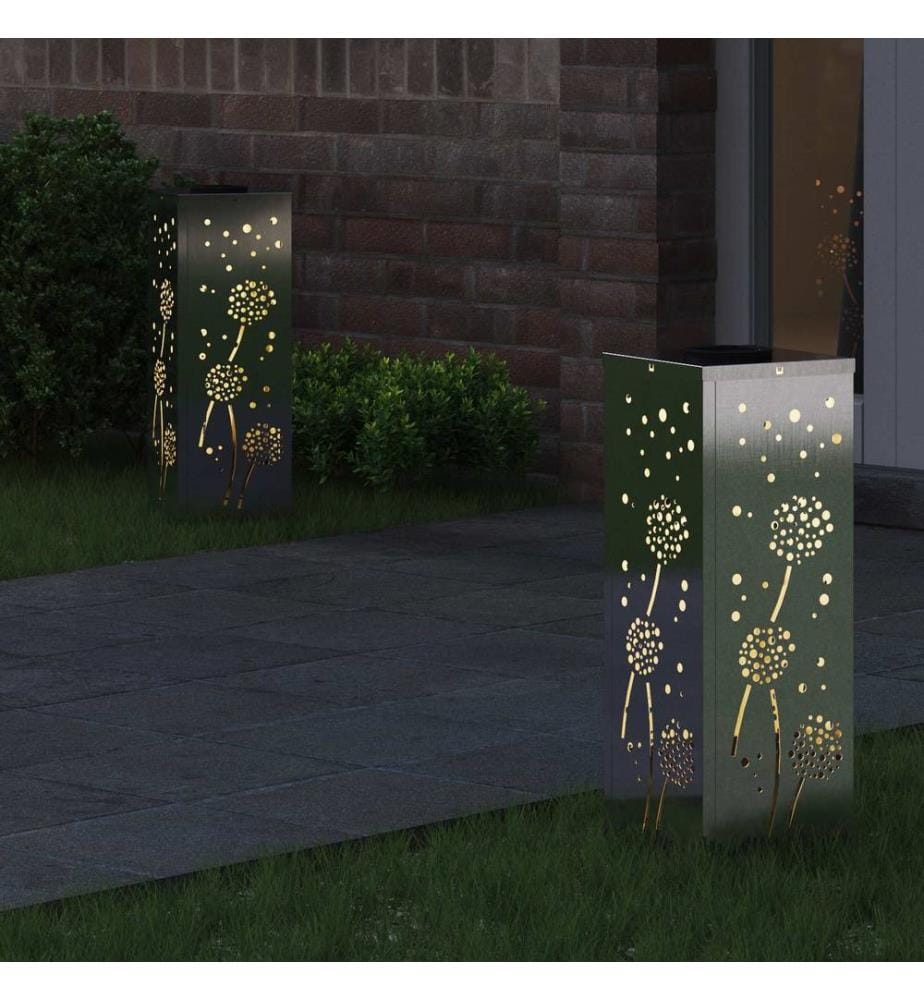 Solar LED Weg Licht 2 pcs Silber Edelstahl
