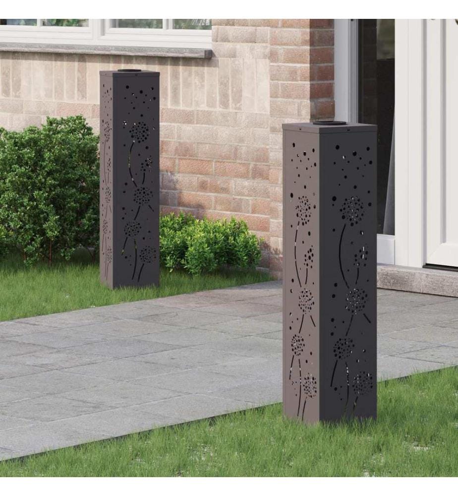 Solar LED Weg Licht 2 pcs Schwarz Kalt gewalzter Stahl