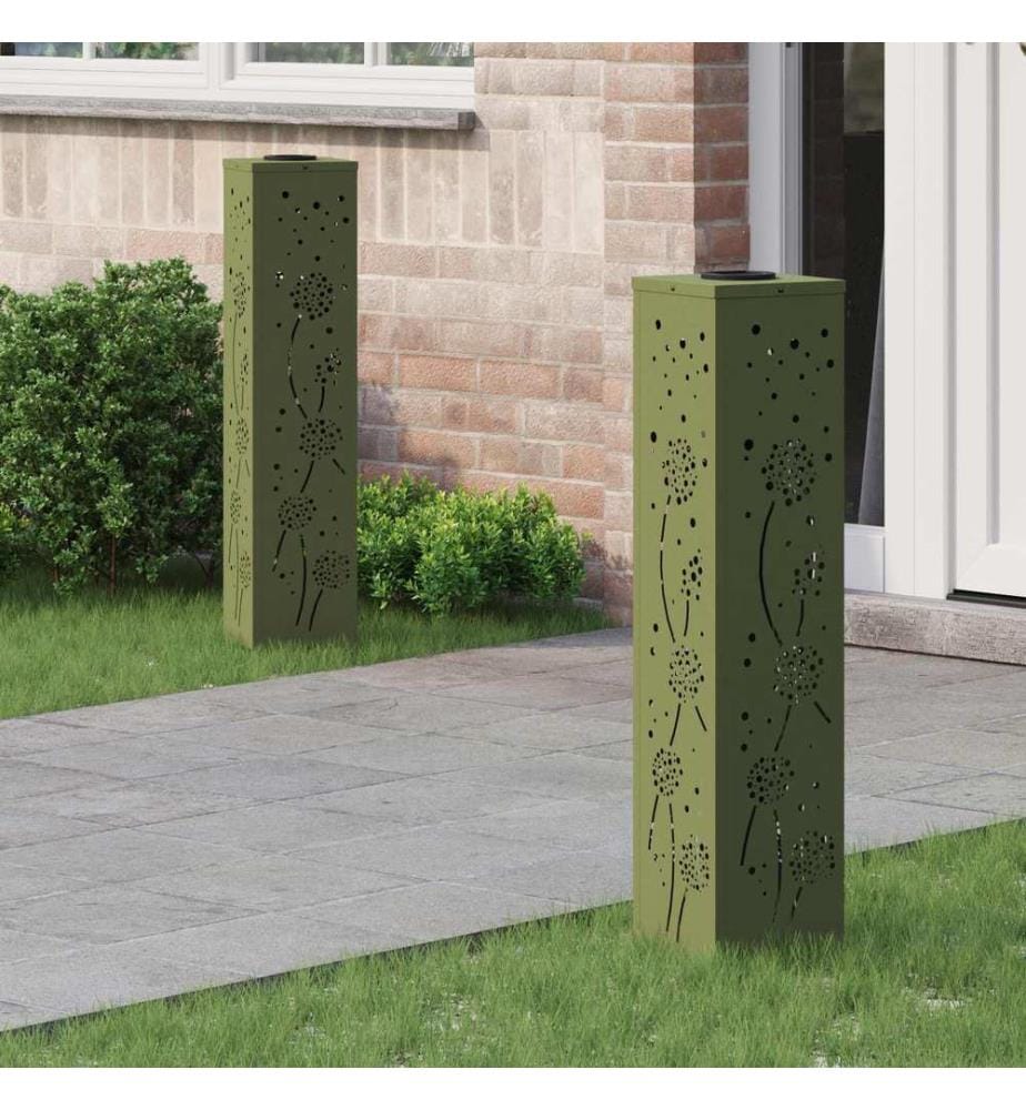 Solar LED Weg Licht 2 pcs Olive Grün Kalt gewalzter Stahl