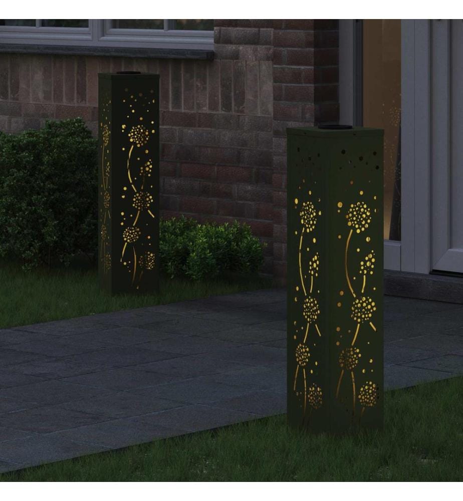 Solar LED Weg Licht 2 pcs Olive Grün Kalt gewalzter Stahl