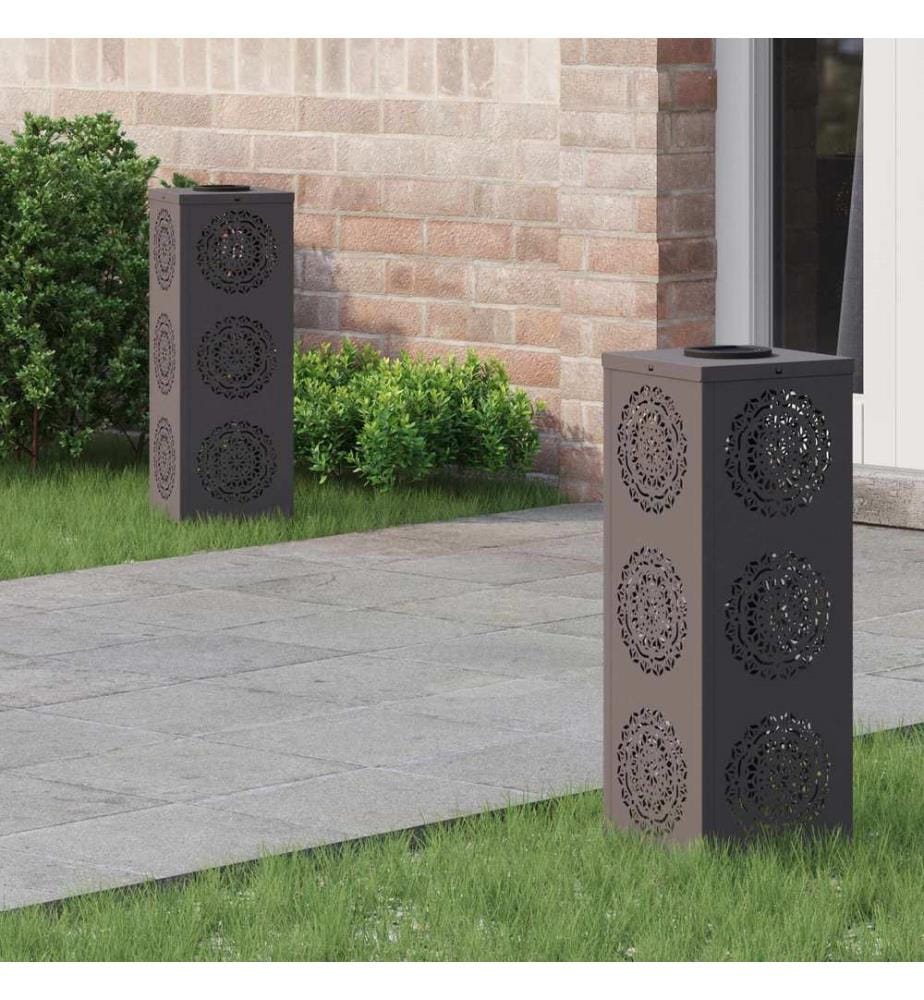 Solar LED Weg Licht 2 pcs Schwarz Kalt gewalzter Stahl