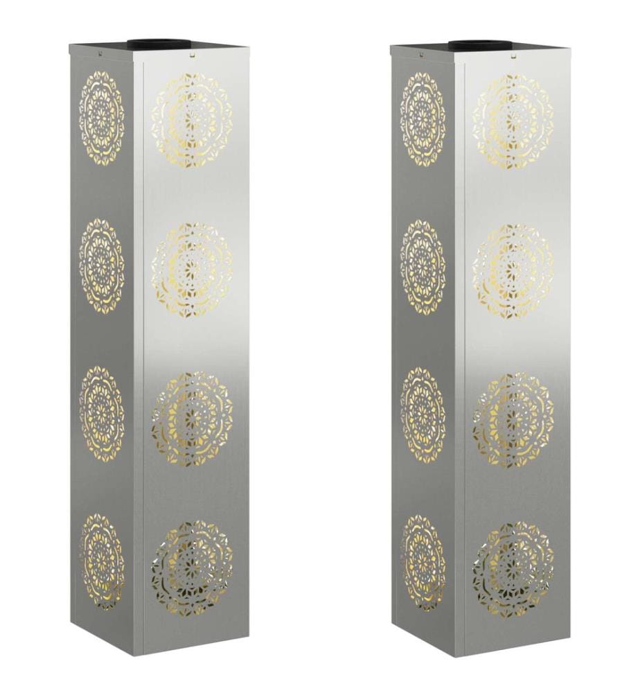 Solar LED Weg Licht 2 pcs Silber Galvanisiertes Stahl