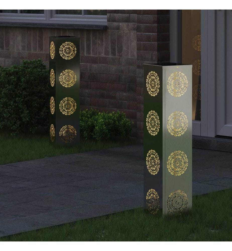 Solar LED Weg Licht 2 pcs Silber Galvanisiertes Stahl