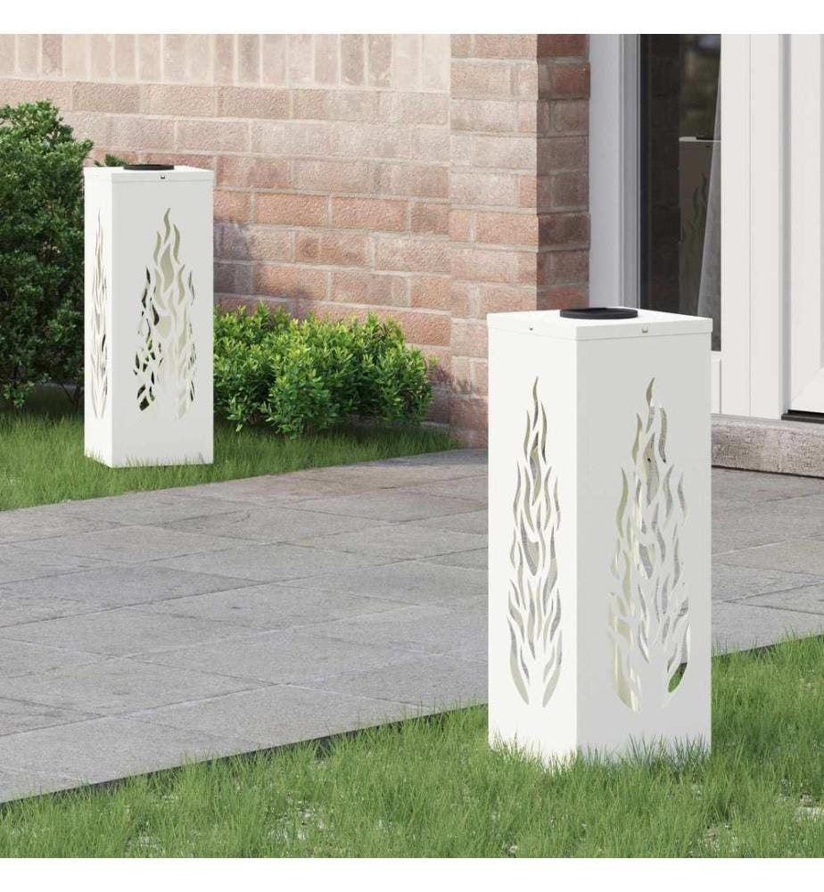 Solar LED Weg Licht 2 pcs Weiss Kalt gewalzter Stahl
