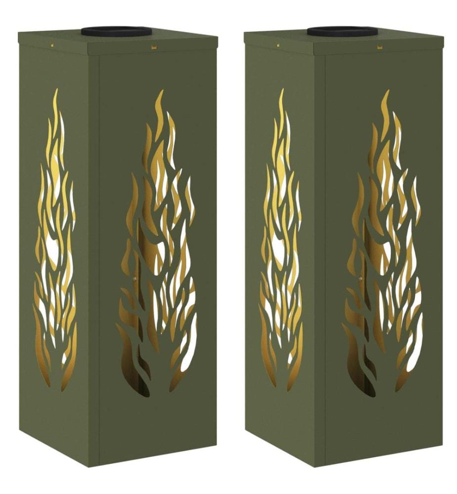 Solar LED Weg Licht 2 pcs Olive Grün Kalt gewalzter Stahl
