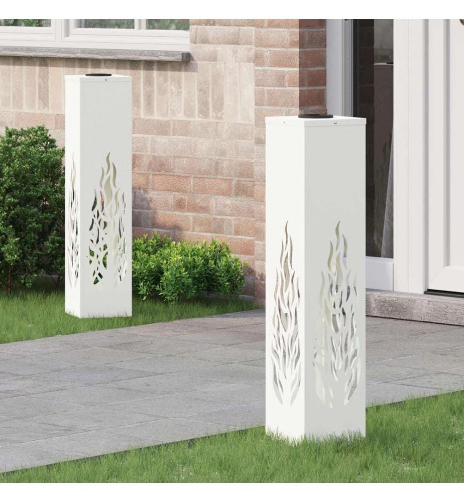 Solar LED Weg Licht 2 pcs Weiss Kalt gewalzter Stahl