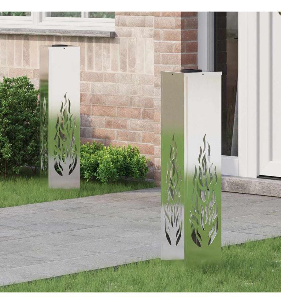 Solar LED Weg Licht 2 pcs Silber Edelstahl