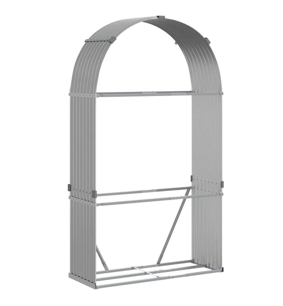 Porte-bûches gris clair 120x45x210 cm acier galvanisé