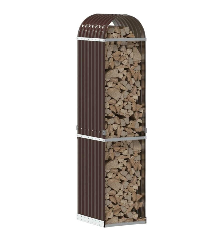 Porte-bûches marron 40x45x170 cm acier galvanisé
