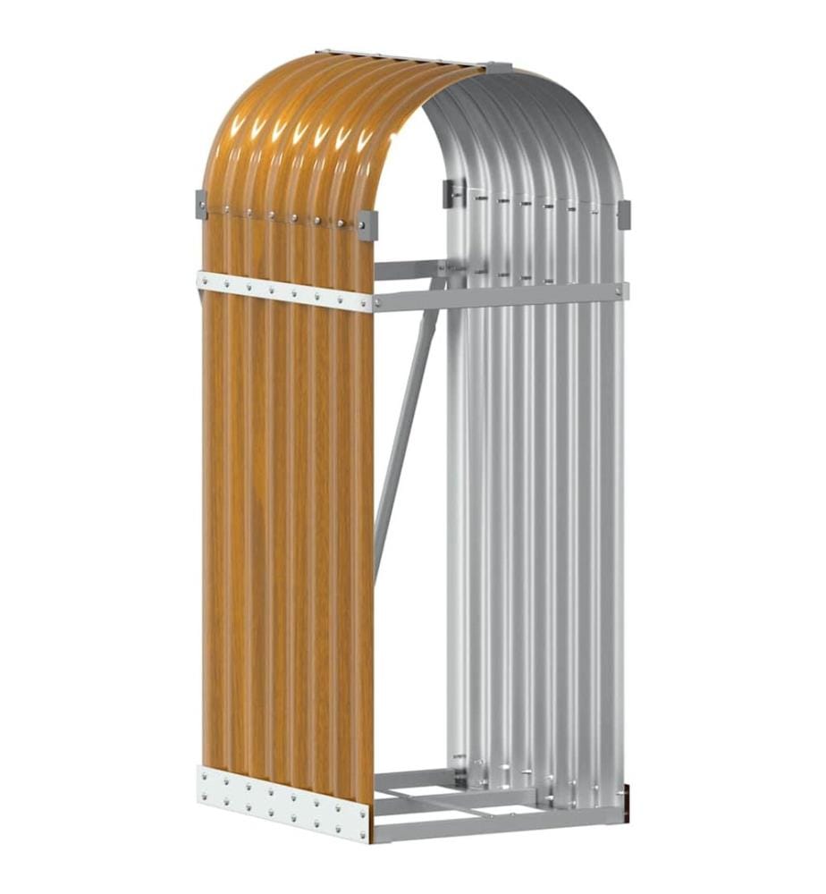 Porte-bûches aspect bois 40x45x100 cm acier galvanisé