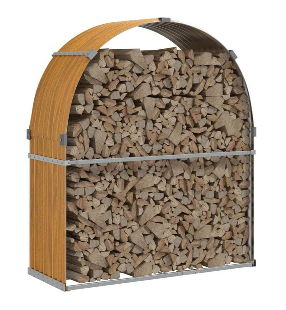 Porte-bûches aspect bois 120x45x140 cm acier galvanisé